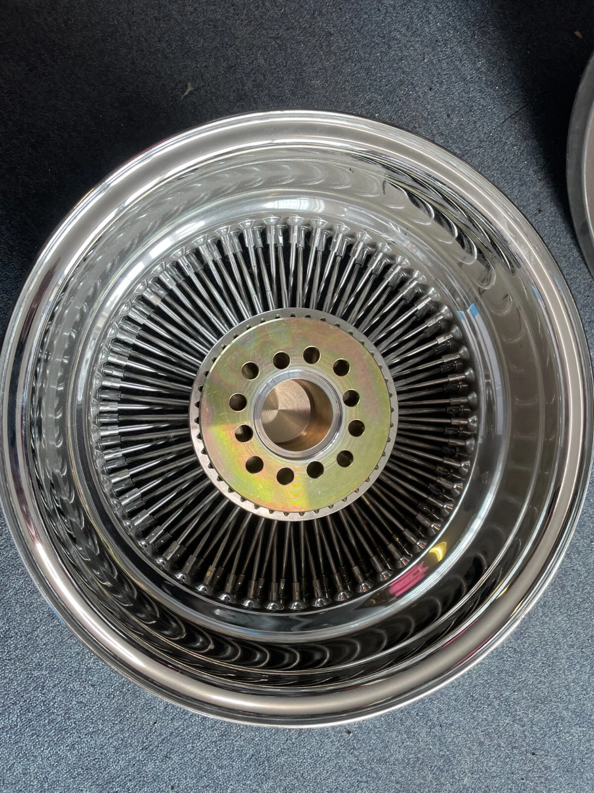 
								4 x 7 x 15″ Player custom chrome wire wheels – NOW STOCKING 14″/15″/16″/18″ full									